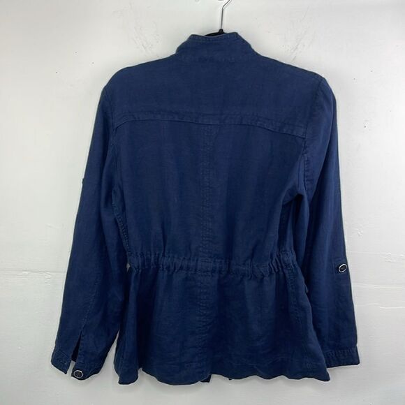 INC Utility Linen Jacket Women’s Navy Size Petite Medium - Picture 6 of 14